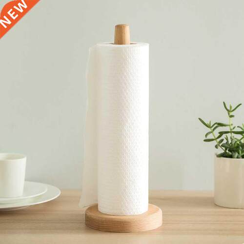 Kitchen Wooden Roll Paper Towel Holder Bathroom Tissue Verti