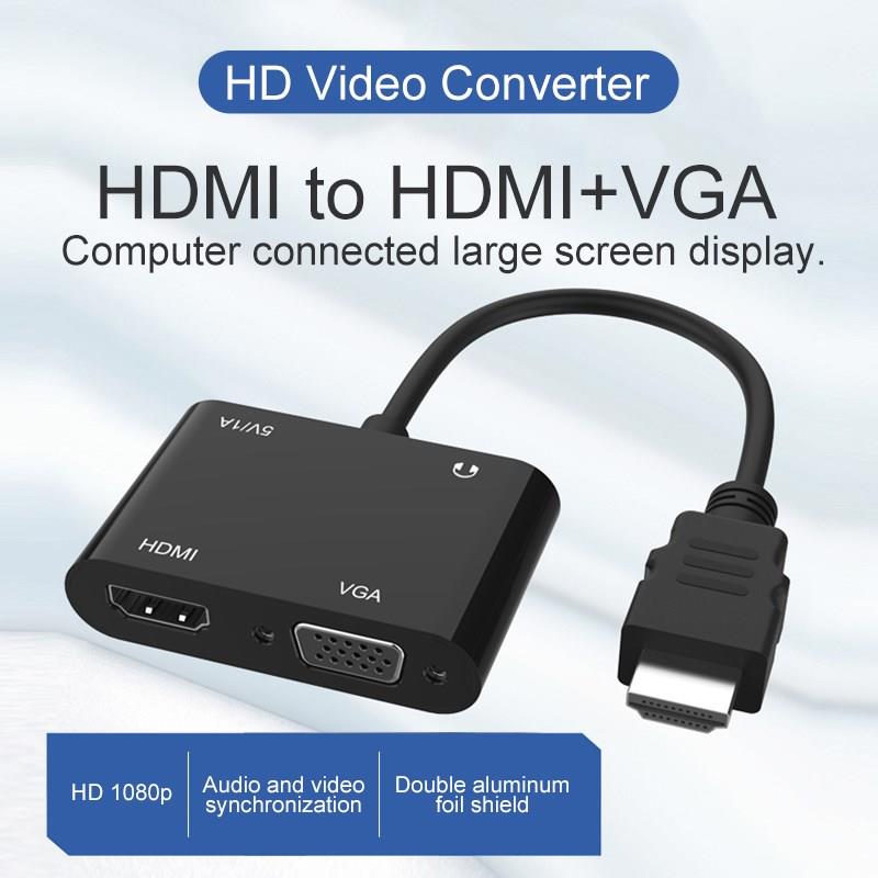 Mutifuction HDMI to VGA HDMI .5MM Jack Convertor Male HDMI