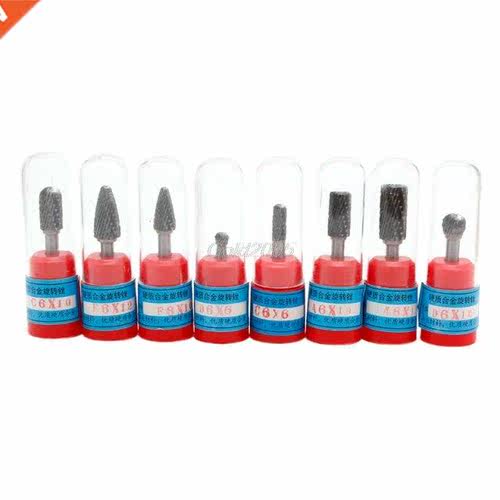8Pcs 1/4 Tungsten Carbide Burr Bit 6mm Rotary Cutter Files