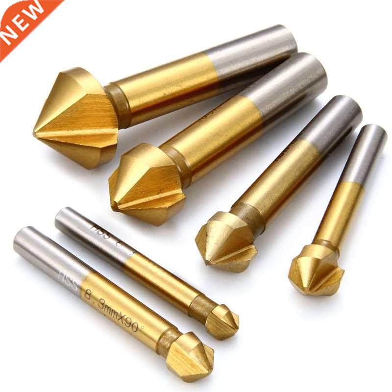 6pcs 3 Flute Countersink Drill Bit 90 Degree HSS 4241 Edge C