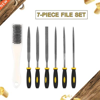 7-Piece File Set Includes 1 PCS Brush 1 PCS Square/Round/Hal