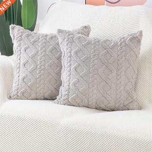 White Decorative Pillows For Sofa Fluffy Soft Solid Color Cu