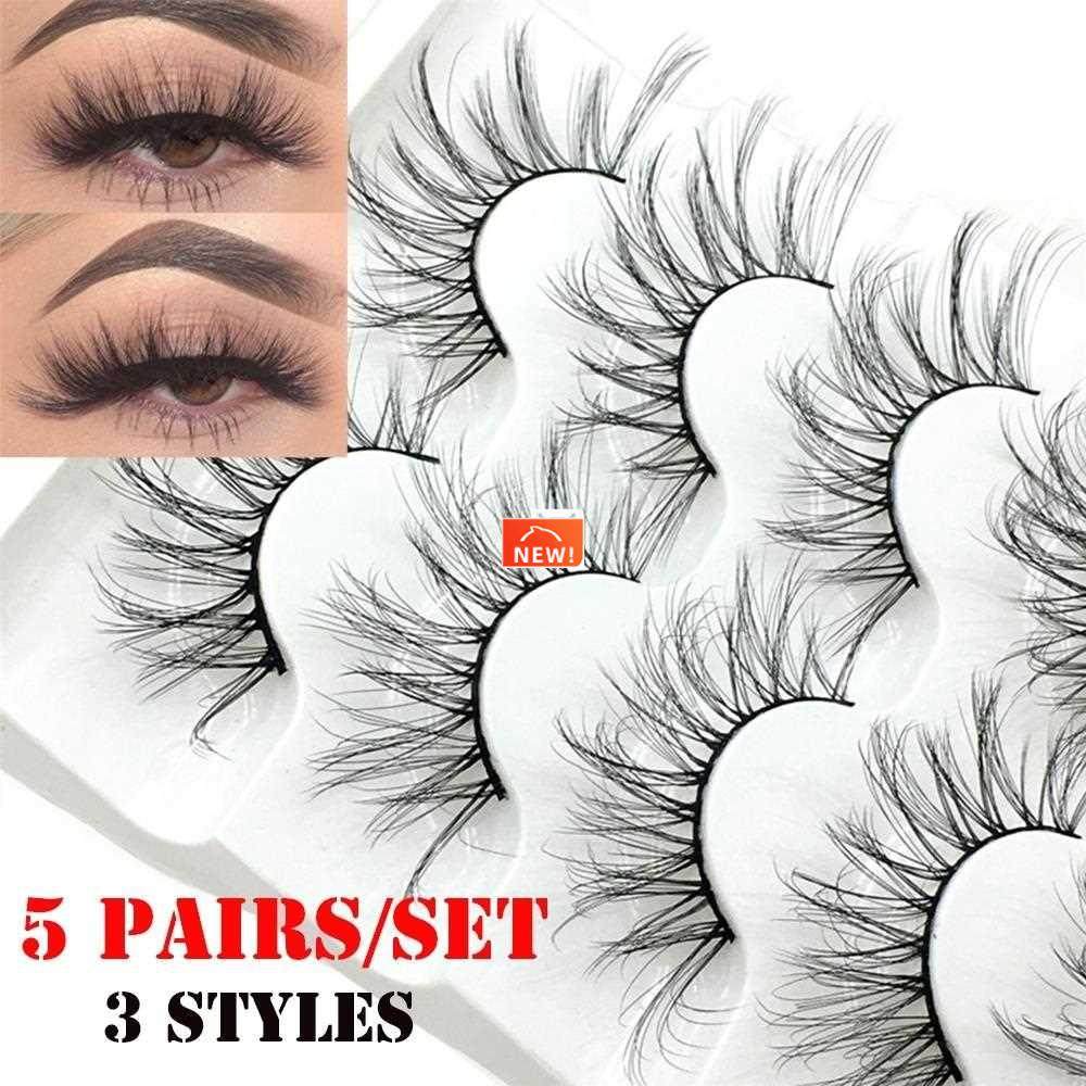 5 pairs 3d/5d faux mink hair false eyelashes natural long
