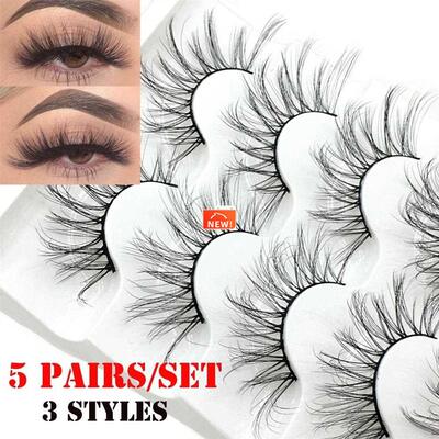 5 Pairs 3D/5D Faux Mink Hair False Eyelashes Natural Long