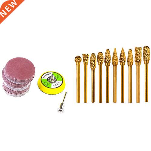 1 Set Double Cut Titanium Carbide Rotary Burr Set & 50 P