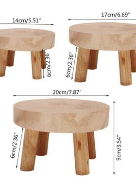 Solid Wood Round Bench Flower Pot Holder Plant and Succulent