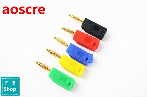 5pcs Pure copper gold plated 2mm 5Colors banana plug stacked