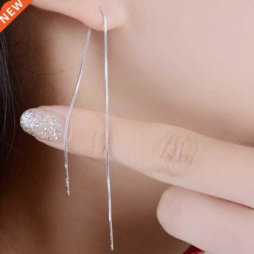 Vintage Silver Color Bar Long Thread Tassel Drop Earrings fo