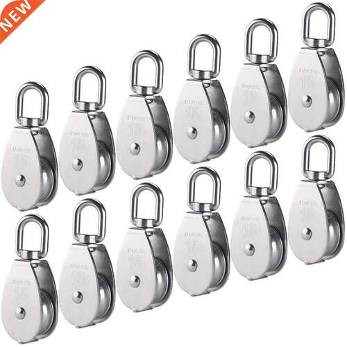 12 Pcs M15 Single Pulley Block 304 Stainless Steel Hang Wire