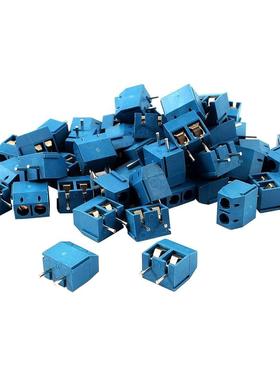 50pcs 5mm Spacing PCB Mount Screw Terminal Blocks Blue 300V