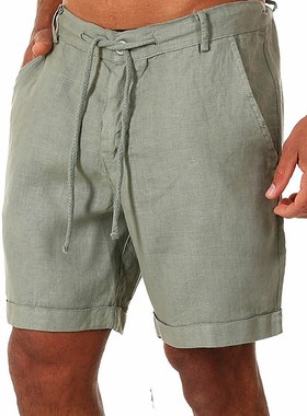 2021 New Men's Casual Fashion Flax High Quality Shorts L