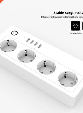 Wifi Smart Socket Power Strip 4 EU Outlets Plug With 4 USB F