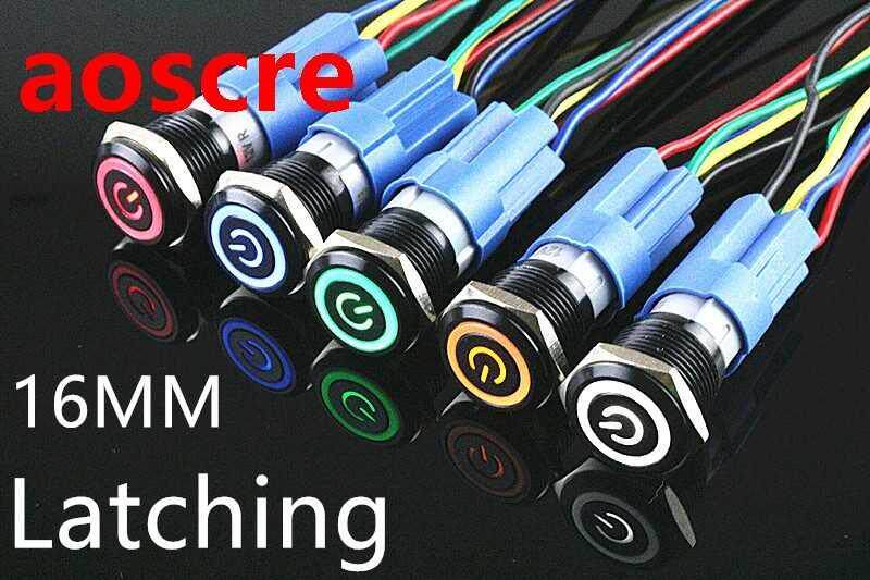 1Pcs Oxidation black Waterproof Metal Push Button Switch W