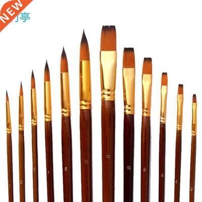 12 Pcs/Set Watercolor Oil Acrylic Artist Paint Brushes Long