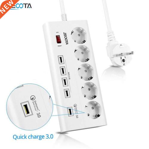 Power Strip 5 E Outlets Socket with SB QC .0 Quick Charge