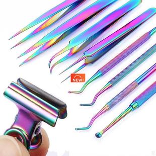 Nail Cuticle Pusher Tweezer Rainbow Cutter Nipper Clipper