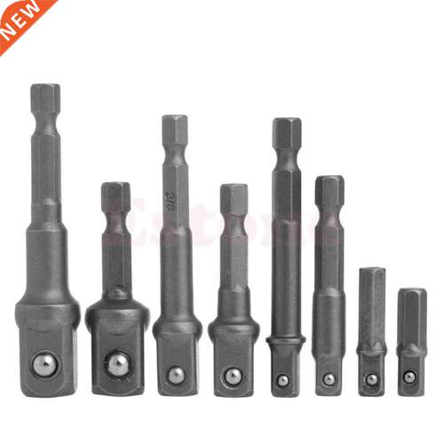 8Pcs Socket Adapter Set Hex Shank to 1/4