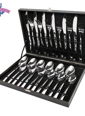 24PCS Silverware Tableware Cutlery Set Box 18/10 Stainless S
