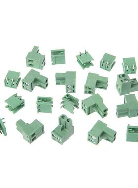 10 Sets 2P Right Angle Terminal Block 300V 10A 5.08mm Pitch