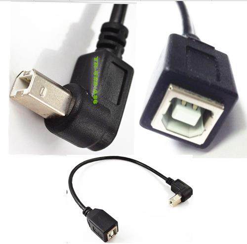 USB 2.0 B female to UP 90 angle B male printer short extensi