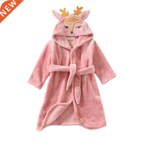 New Spring Boys Hooded Deer Bathrobe Baby Flannel Pajamas Ro