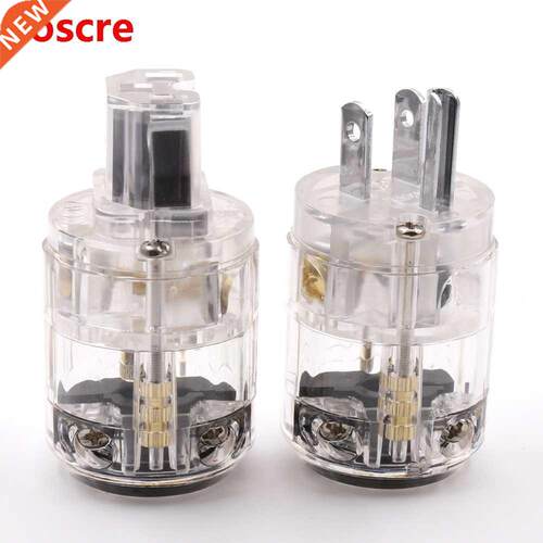 Hi-End Transparent Clear Rhodium Plated Copper Male Mains AC