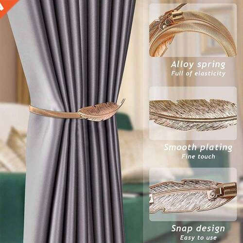 4 Pack Curtain Tiebacks,Simple Leaves Curtain Clip Spring So