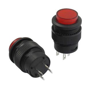 2 Pcs 4 Terminals Red LED Lamp Momentary Button Switch DC 3V