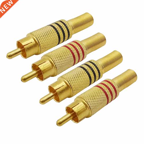 4Pcs Gold Plated RCA Male Connector Metal RCA Plug Audio Ada