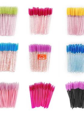 50PCS Disposable Eyebrow Eyelash Brushes Comb Eyelash Spooli