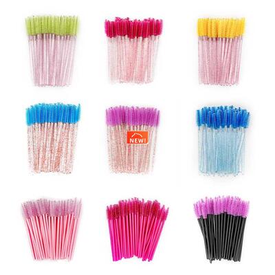 50PCS Disposable Eyebrow Eyelash Brushes Comb Eyelash Spooli