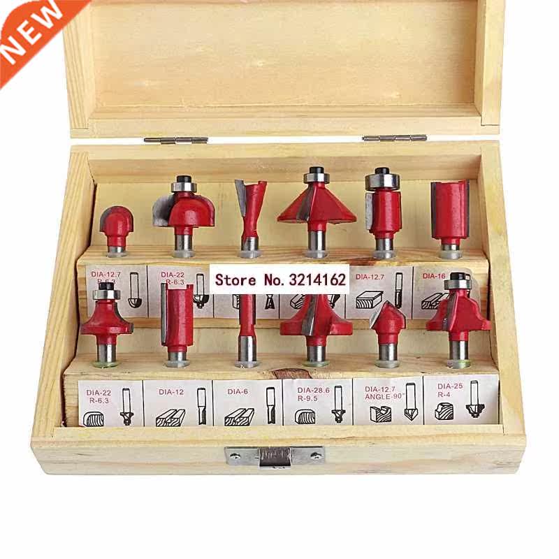 12 Pcs 1/4 Inch Shank Tungsten Carbide Router Bit illing Cu