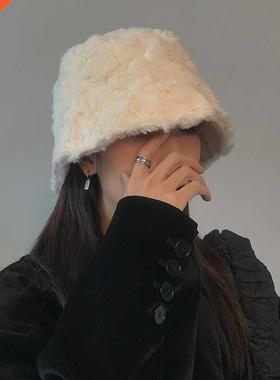 Winter New Bucket Hat for Women Thick Warm Solid Color Plush