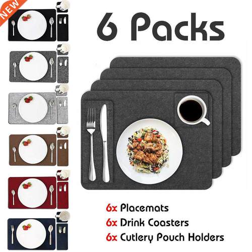 6 Piece/Set 4mm Thickness Felt Placemat Black-Table Mat Can