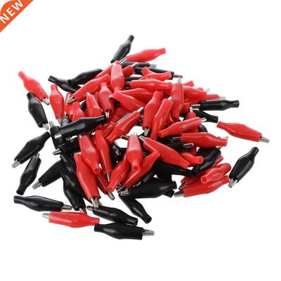 100 Pcs Croc Clip for Test Leads Black / Red Crocodile Clips