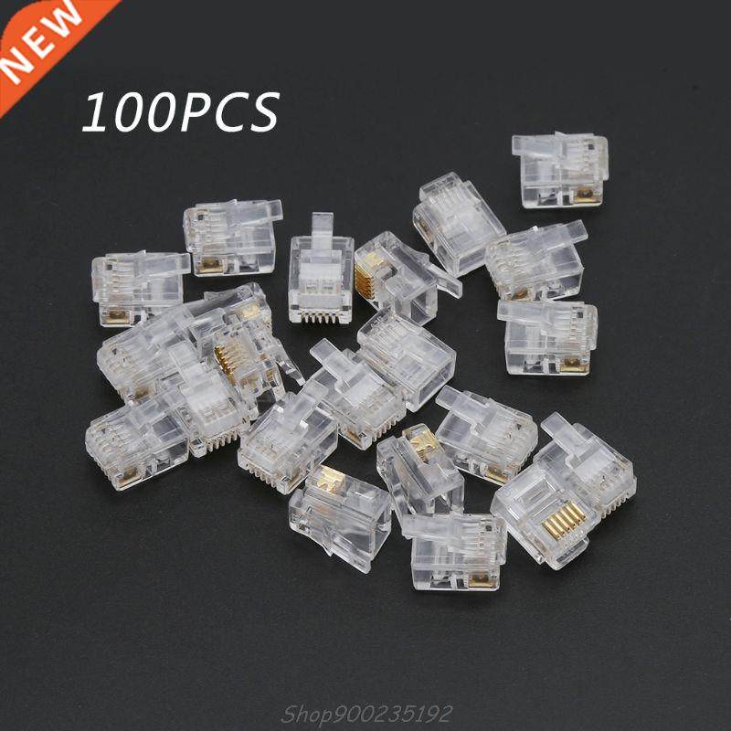 100pcs RJ12 6P6C Modular Cable Head Telephone Connectors Cry