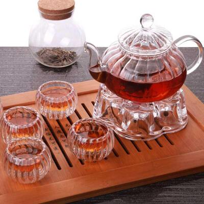 600ml Punpkin Pattern Heat-resistant Glass Teapot With Strai
