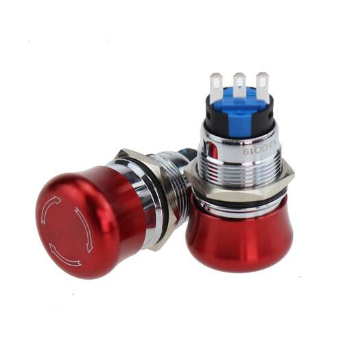 1PCS 19mm Stainless Steel Mushroom Head Emergency Stop Butto