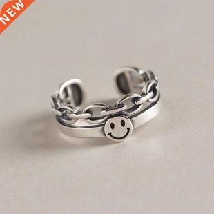 Chain Smiley Opening Vintage Finger Layer Resizable Double