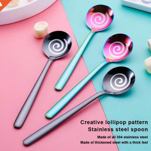 Stainless Steel Spiral Design Spoon Washable Coffee Beverage