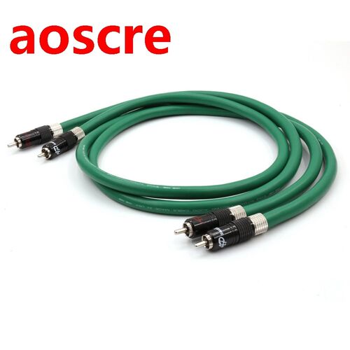 Pair 2328Green Hifi Silver-Plate Cable High Quality 6N OFC H