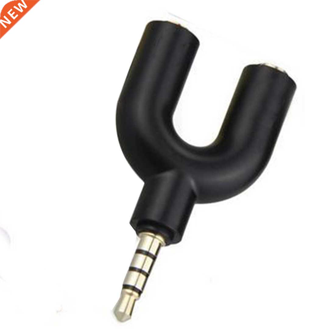 Black U Shape 3.5mm Splitter Audio 1 Male to 2 Female Earpho