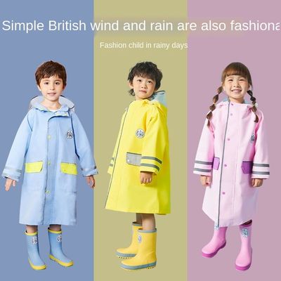 Raincoat Children Rain Poncho Boys Girls Poncho with Schoolb