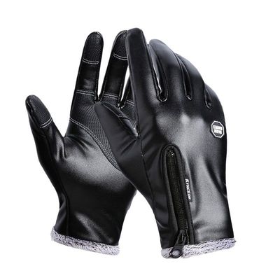 Autumn Winter Men Touch Screen Leather Gloves Waterproof