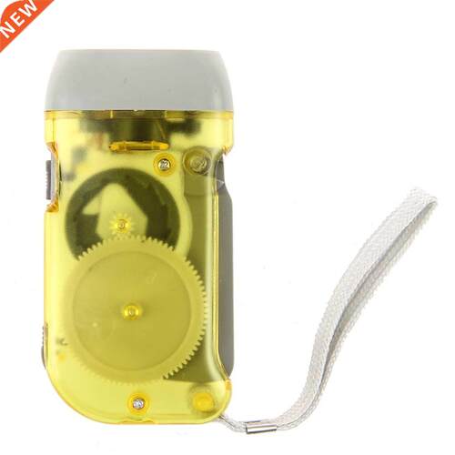 Yellow 3 LED Hand Press No Wind up Crank Camping Outdoor Fla