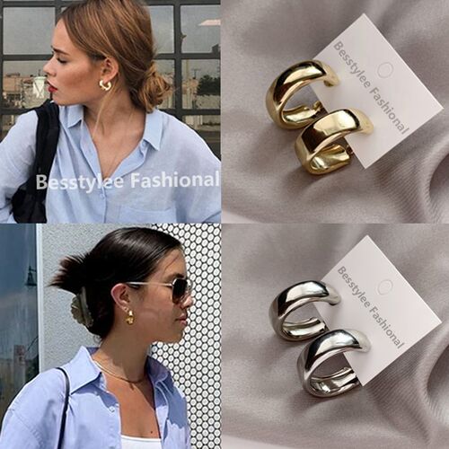 Minimalist Gold/Silver Color Round Earrings for Women ndy Ge