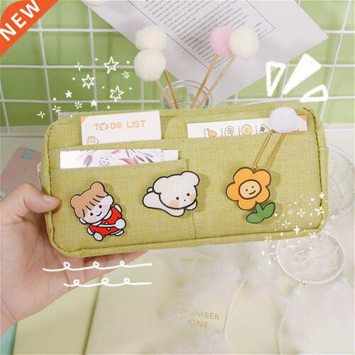Premium Canvas Pencil Case Large Zippered Pocket Portable Ma
