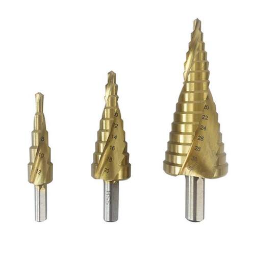 3PC 4-12 4-20 4-32mmTriangular handle Titanium HSS Step Dril