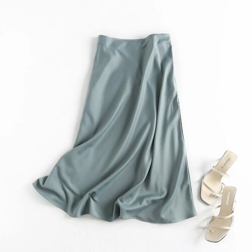 2021 Summer High Waist Vintage Women A-Line Long Skirt Fashi