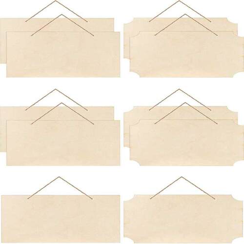 10 Pieces Unfinished Hanging Wood Sign Rectangle Blank Woode